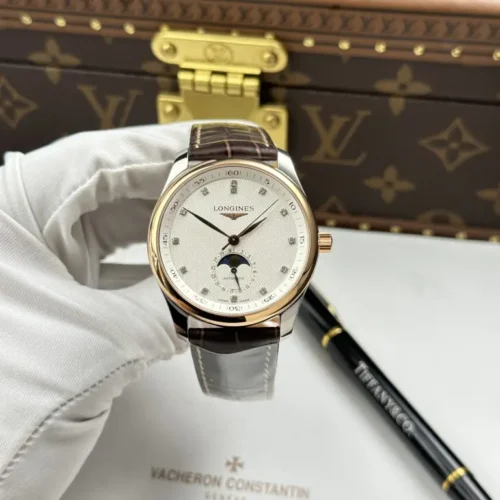 Longines Master Collection Moonphase White Dial Leather Strap 40mm Super Clone